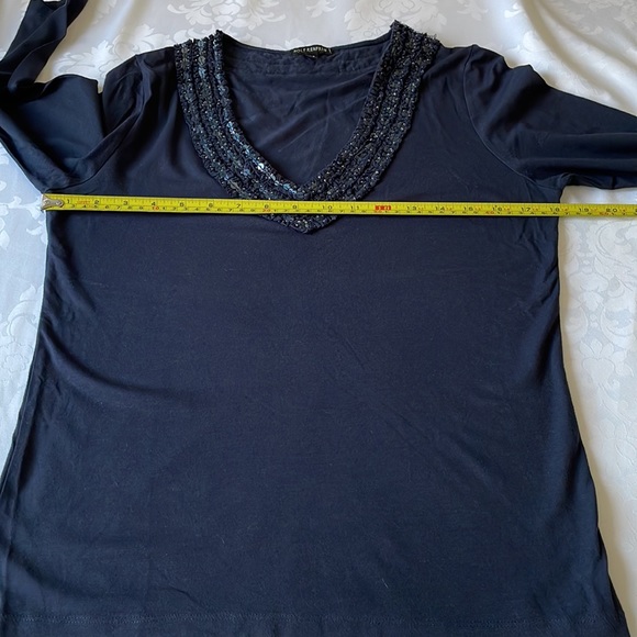 Holt Renfrew 3/4 length sleeve V neck with sequin embellishments Sz L - Picture 5 of 6